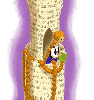 Rapunzel in Tower reading book